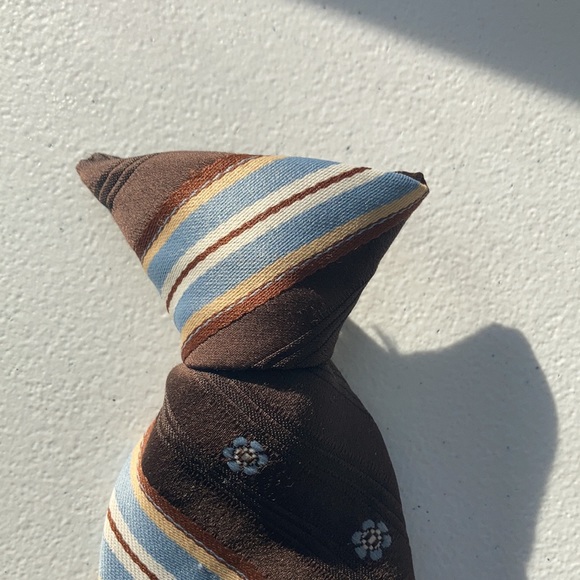 Vintage 80s clip on tie stripes and floral design - Picture 9 of 12